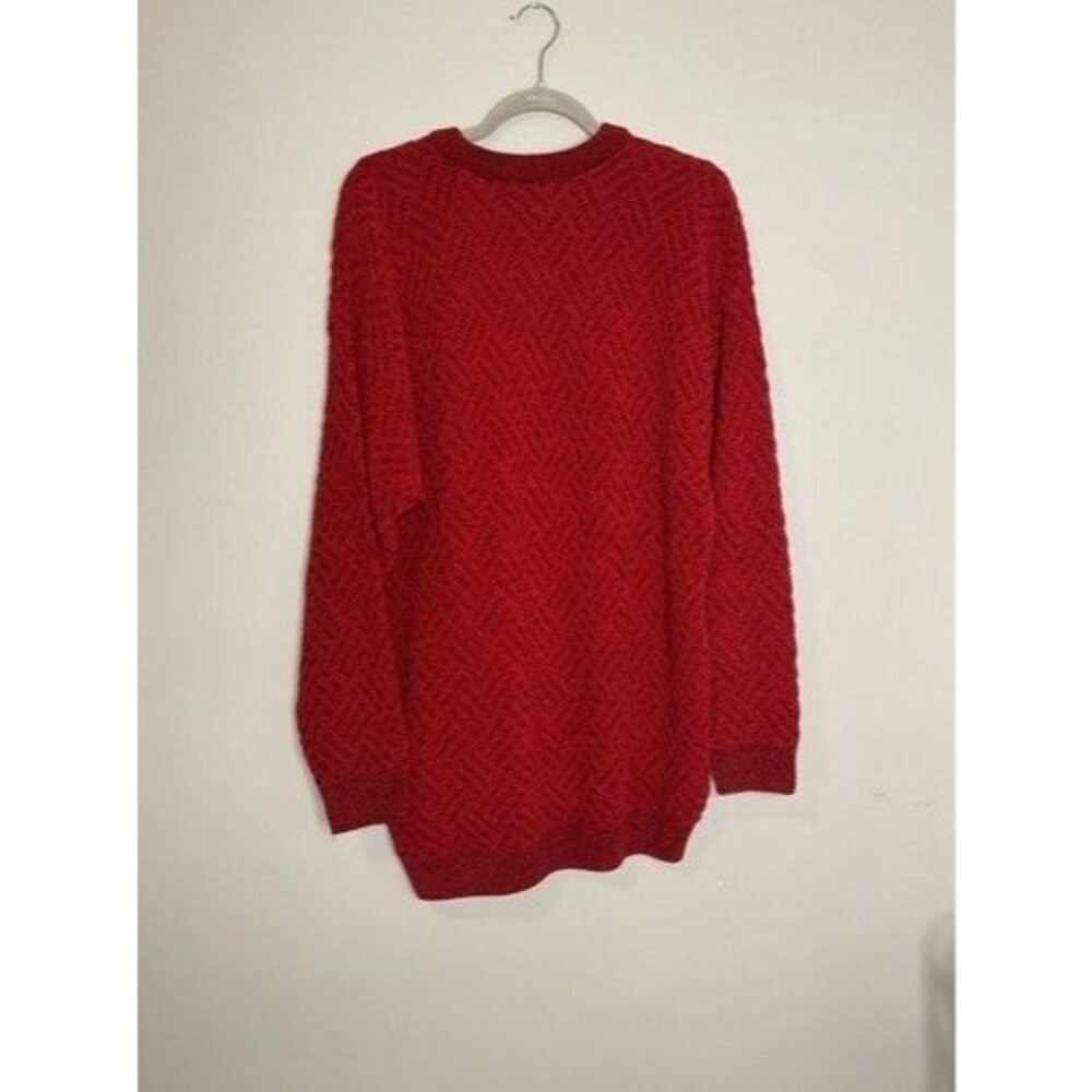 VTG Tundra Canada Red/Black 3D Textured Knit CrewNeck Sweater Men Size Large - Picture 6 of 9